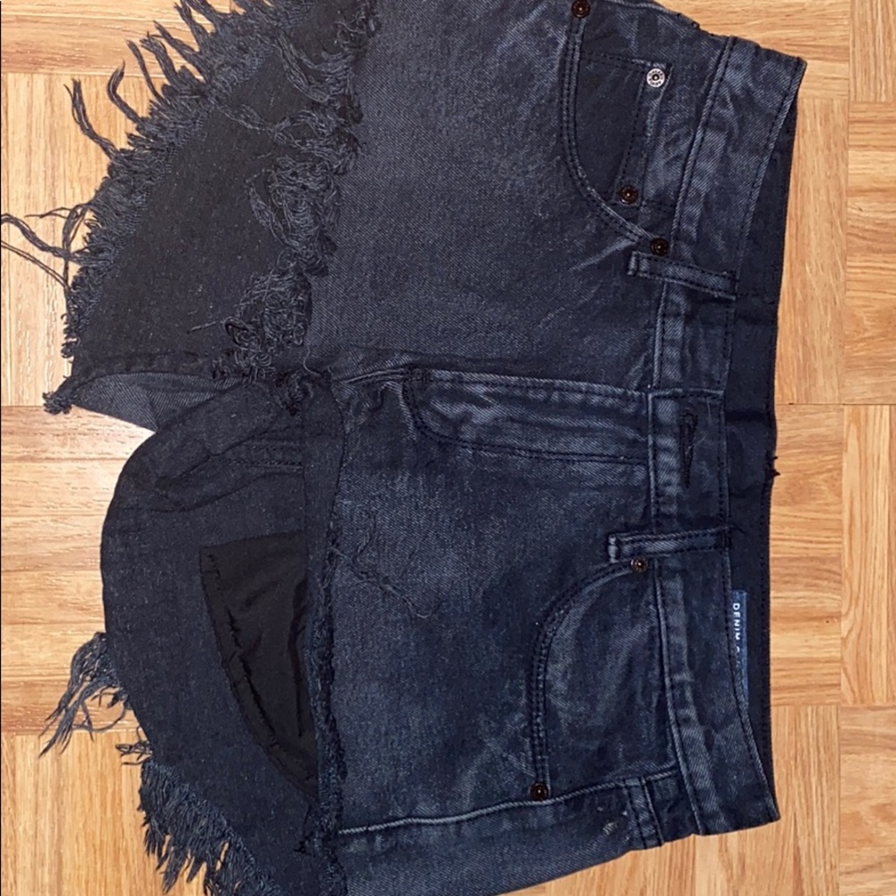 Black denim shorts